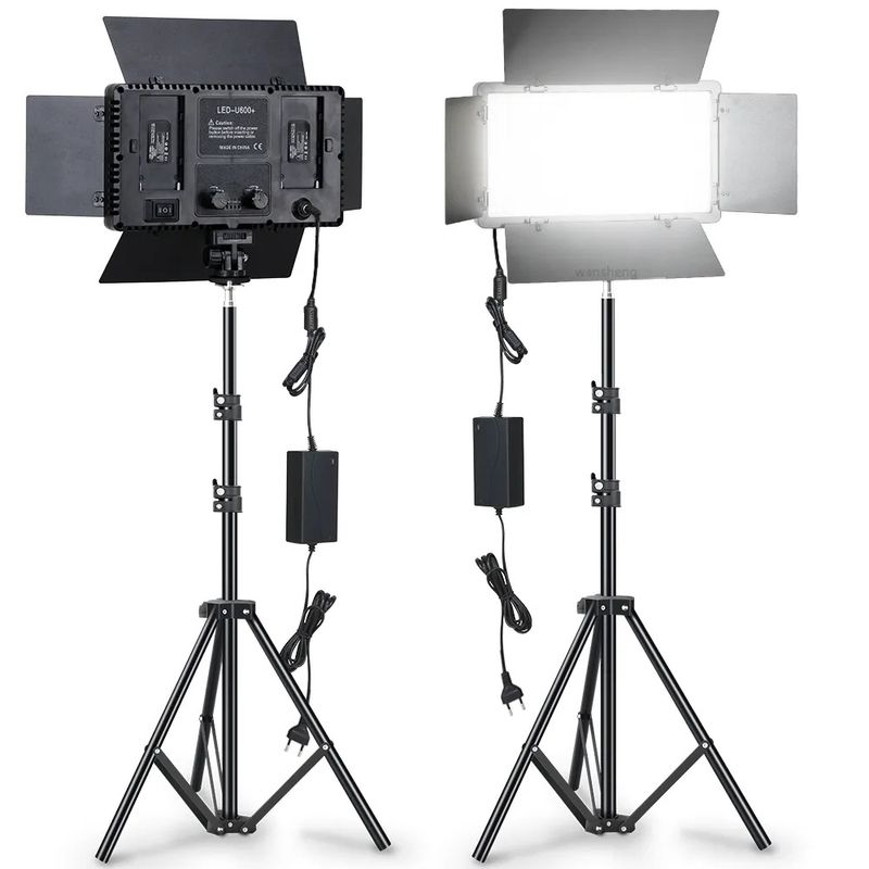 TV, Audio-Video si Foto - Audio profesionale - Echipamente de lumini - Kit Studio Lumina Continua cu 3 Lumini LED tripod, inclus, Arvada® BrightForge LED800PRO - Infinity.ro