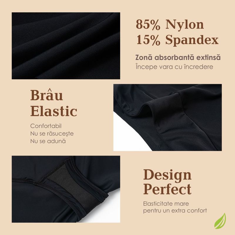 Fashion, accesorii si bijuterii - Femei - Lenjerie si pijamale femei - Costume de baie femei - Slip de baie menstrual tip fusta - Jasmine - S, Black - Infinity.ro