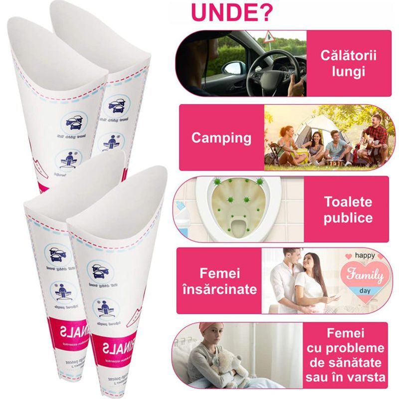 Ingrijire personala si Cosmetice - Ingrijire personala - Igiena intima - Servetele igiena intima - Dispozitiv pentru Urinat de unica folosinta, carton impermeabil, 10 bucati - Infinity.ro