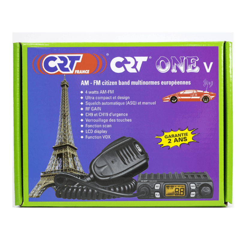 Auto si Moto - Electronice auto - Statii radio si detectoare radar - Statie radio CB CRT One V, cu Vox, S-Metru, 4W, ASQ, 12V, RF Gain, 10.2 x 10 x 2.5 cm - Infinity.ro