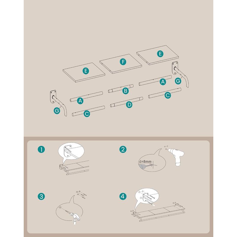 Casa si Gradina - Mobilier - Organizare si depozitare - Cuiere - Cuier cu montaj pe perete cu bara pentru umerase si raft, capacitate 60 kg, stil industrial, 109x28x13 cm, maro rustic - Infinity.ro