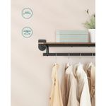 Casa si Gradina - Mobilier - Organizare si depozitare - Cuiere - Cuier cu montaj pe perete cu bara pentru umerase si raft, capacitate 60 kg, stil industrial, 109x28x13 cm, maro rustic - Infinity.ro