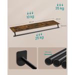 Casa si Gradina - Mobilier - Organizare si depozitare - Cuiere - Cuier cu montaj pe perete cu bara pentru umerase si raft, capacitate 60 kg, stil industrial, 109x28x13 cm, maro rustic - Infinity.ro