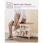 Casa si Gradina - Mobilier - Organizare si depozitare - Cuiere - Cuier hol 3 in 1 cu banca si raft pantofi, cadru metalic si PAL, 70x32x177 cm, stejar si crem - Infinity.ro