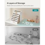 Fashion, accesorii si bijuterii - Femei - Bijuterii femei - Cutii bijuterii - Cutie bijuterii 6 niveluri, cu capac din sticla si 5 sertare, 16x25x29 cm, alb auriu - Infinity.ro