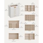 Fashion, accesorii si bijuterii - Femei - Bijuterii femei - Cutii bijuterii - Cutie bijuterii 6 niveluri, cu capac din sticla si 5 sertare, 16x25x29 cm, alb auriu - Infinity.ro