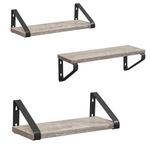 Casa si Gradina - Mobilier - Biblioteci si rafturi - Rafturi - Raft de perete, set 3 bucati 30cm, 35cm si 40cm, 2 moduri de montare, gri si negru - Infinity.ro