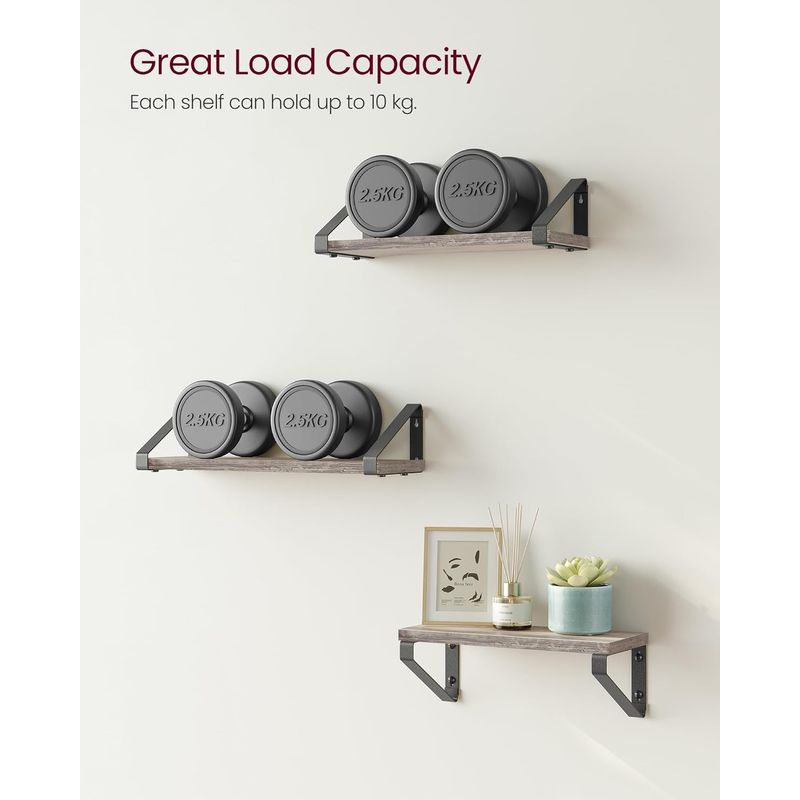 Casa si Gradina - Mobilier - Biblioteci si rafturi - Rafturi - Raft de perete, set 3 bucati 30cm, 35cm si 40cm, 2 moduri de montare, gri si negru - Infinity.ro