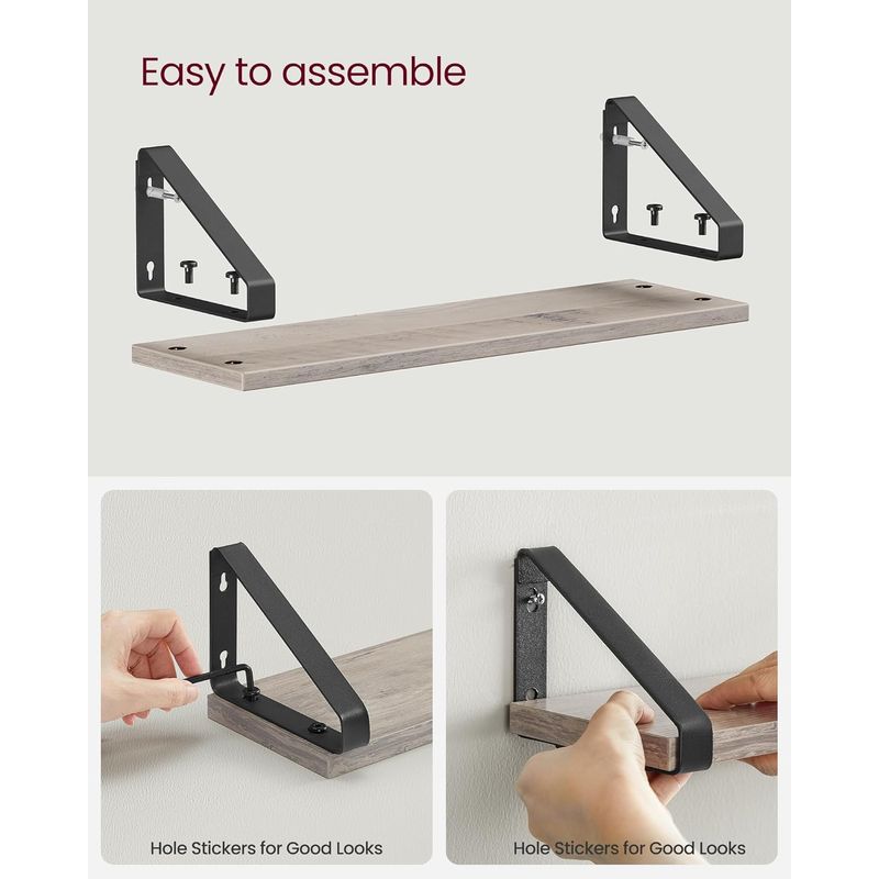 Casa si Gradina - Mobilier - Biblioteci si rafturi - Rafturi - Raft de perete, set 3 bucati 30cm, 35cm si 40cm, 2 moduri de montare, gri si negru - Infinity.ro