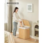 Market - Spalare si intretinere rufe - Uscatoare de rufe si accesorii - Cos de rufe cu capac, 2 compartimente, bambus, 120 l, pliabil, sac textil detasabil, 50x40x61 cm, maro natur - Infinity.ro