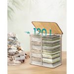 Market - Spalare si intretinere rufe - Uscatoare de rufe si accesorii - Cos de rufe cu capac, 2 compartimente, bambus, 120 l, pliabil, sac textil detasabil, 50x40x61 cm, maro natur - Infinity.ro