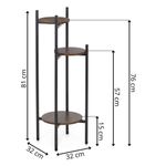 Casa si Gradina - Gradinarit si plante - Plante si ghivece - Ghivece si suporturi - Suport pentru flori, rotund cu 3 polite, structura metalica si MDF, 32x32x81 cm, negru - Infinity.ro