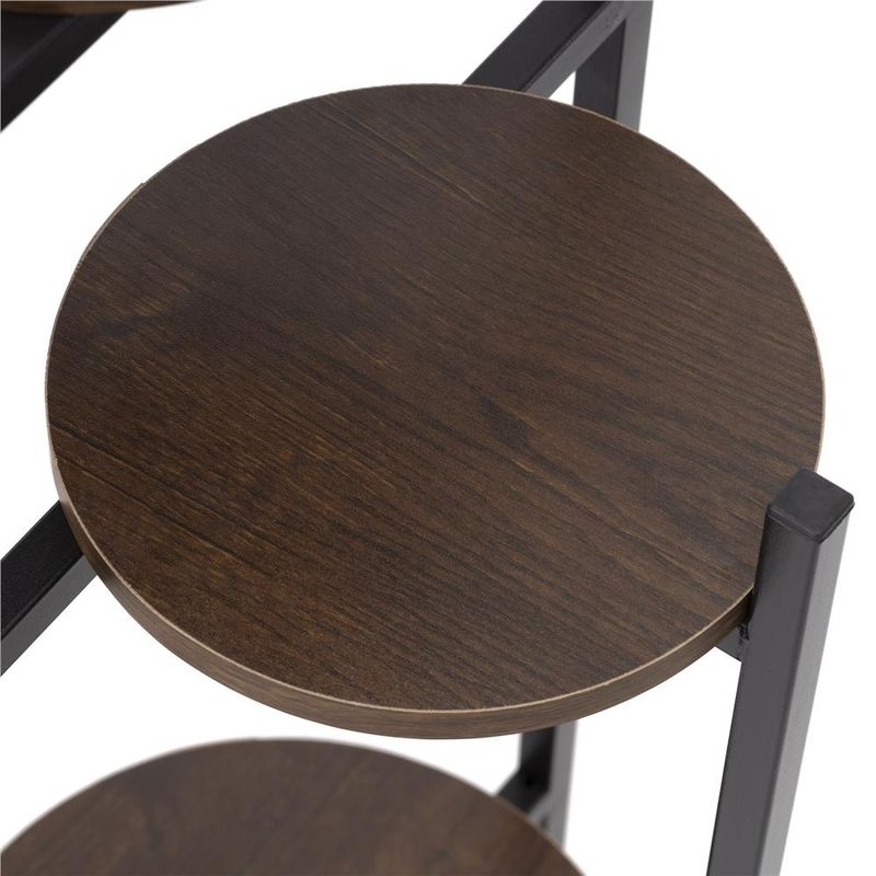 Casa si Gradina - Gradinarit si plante - Plante si ghivece - Ghivece si suporturi - Suport pentru flori, rotund cu 3 polite, structura metalica si MDF, 32x32x81 cm, negru - Infinity.ro