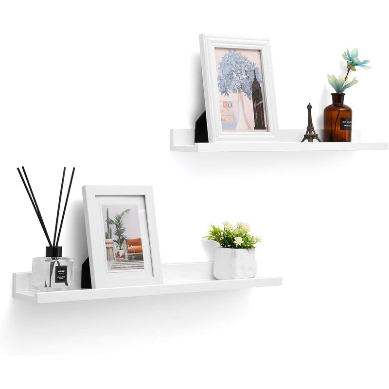 Casa si Gradina - Mobilier - Biblioteci si rafturi - Rafturi - Set 2 rafturi plutitoare suspendate perete cu finisaj lucios, MDF, 60x10x5 cm, alb - Infinity.ro