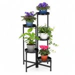 Casa si Gradina - Gradinarit si plante - Plante si ghivece - Ghivece si suporturi - Suport metalic pentru flori cu 5 niveluri, structura pliabila, 48x48x79 cm, negru - Infinity.ro