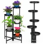 Casa si Gradina - Gradinarit si plante - Plante si ghivece - Ghivece si suporturi - Suport metalic pentru flori cu 5 niveluri, structura pliabila, 48x48x79 cm, negru - Infinity.ro