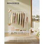 Casa si Gradina - Mobilier - Organizare si depozitare - Cuiere - Suport haine metalic cu roti si raft inferior, stil industrial, 103x41x155 cm, alb - Infinity.ro