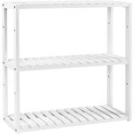 Casa si Gradina - Mobilier - Mobilier baie - Corpuri baie - Raft de depozitare din bambus, 3 polite, pentru bucatarie sau baie, 60x15x54 cm, alb - Infinity.ro