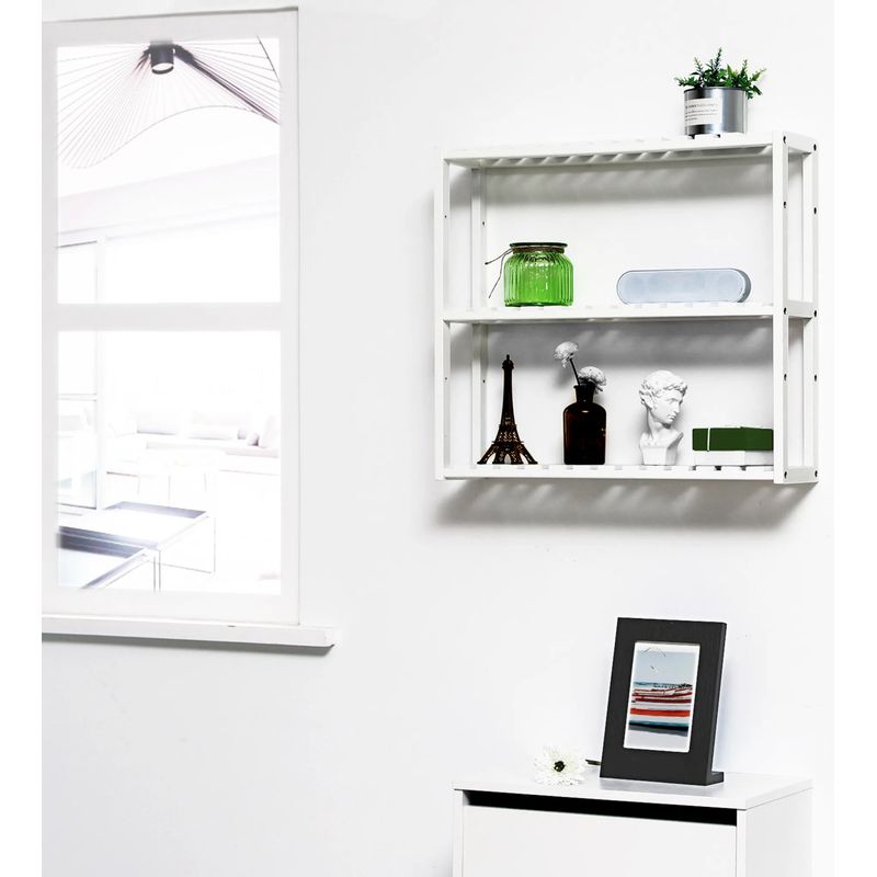 Casa si Gradina - Mobilier - Mobilier baie - Corpuri baie - Raft de depozitare din bambus, 3 polite, pentru bucatarie sau baie, 60x15x54 cm, alb - Infinity.ro