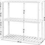 Casa si Gradina - Mobilier - Mobilier baie - Corpuri baie - Raft de depozitare din bambus, 3 polite, pentru bucatarie sau baie, 60x15x54 cm, alb - Infinity.ro