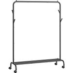 Casa si Gradina - Mobilier - Organizare si depozitare - Umerase si valeti - Suport haine metalic cu roti si raft inferior, stil industrial, 103x41x155 cm, negru - Infinity.ro