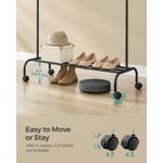Casa si Gradina - Mobilier - Organizare si depozitare - Umerase si valeti - Suport haine metalic cu roti si raft inferior, stil industrial, 103x41x155 cm, negru - Infinity.ro