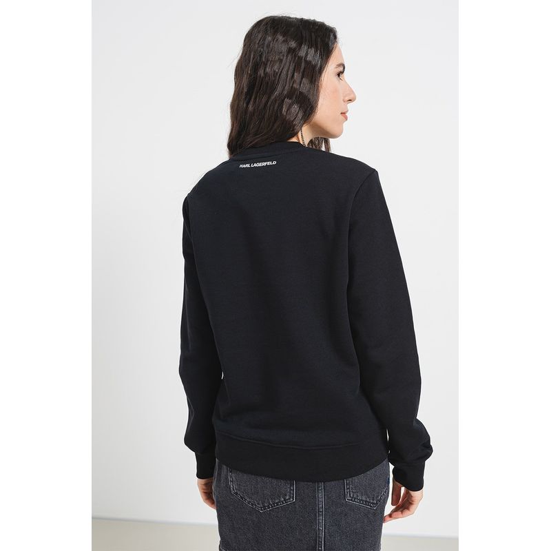 Fashion, accesorii si bijuterii - Femei - Imbracaminte femei - Camasi si bluze femei - Bluza dama Karl Lagerfeld cu logo din strasuri XL INTL Negru - Infinity.ro