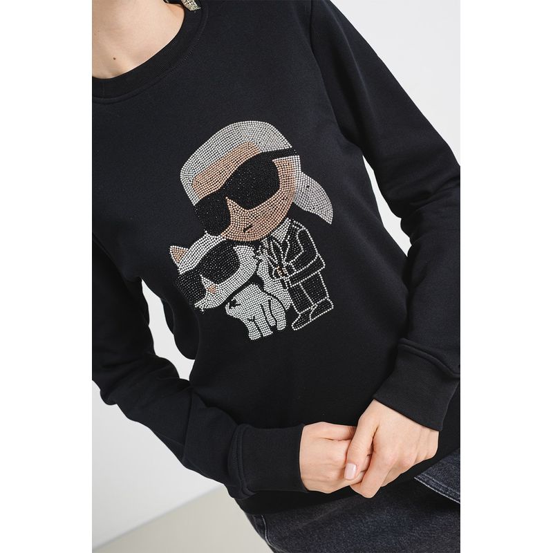 Fashion, accesorii si bijuterii - Femei - Imbracaminte femei - Camasi si bluze femei - Bluza dama Karl Lagerfeld cu logo din strasuri XL INTL Negru - Infinity.ro