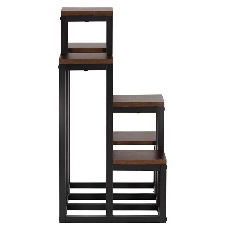 Casa si Gradina - Gradinarit si plante - Plante si ghivece - Ghivece si suporturi - Suport pentru flori cu 6 polite din lemn, structura metal, 51x34x68 cm, negru - Infinity.ro