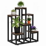 Casa si Gradina - Gradinarit si plante - Plante si ghivece - Ghivece si suporturi - Suport pentru flori cu 6 polite din lemn, structura metal, 51x34x68 cm, negru - Infinity.ro