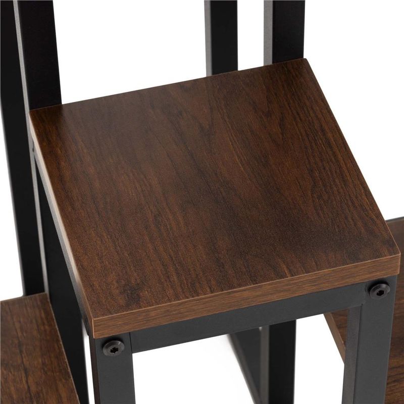 Casa si Gradina - Gradinarit si plante - Plante si ghivece - Ghivece si suporturi - Suport pentru flori cu 6 polite din lemn, structura metal, 51x34x68 cm, negru - Infinity.ro