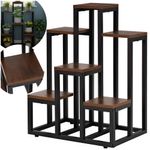 Casa si Gradina - Gradinarit si plante - Plante si ghivece - Ghivece si suporturi - Suport pentru flori cu 6 polite din lemn, structura metal, 51x34x68 cm, negru - Infinity.ro