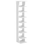 Casa si Gradina - Mobilier - Dulapuri si sifoniere - Dulapuri pantofi - Raft pantofi pentru spatii inguste, 9 niveluri, cu carlige laterale, montaj pe podea, 26x30x147 cm, alb - Infinity.ro
