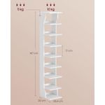 Casa si Gradina - Mobilier - Dulapuri si sifoniere - Dulapuri pantofi - Raft pantofi pentru spatii inguste, 9 niveluri, cu carlige laterale, montaj pe podea, 26x30x147 cm, alb - Infinity.ro