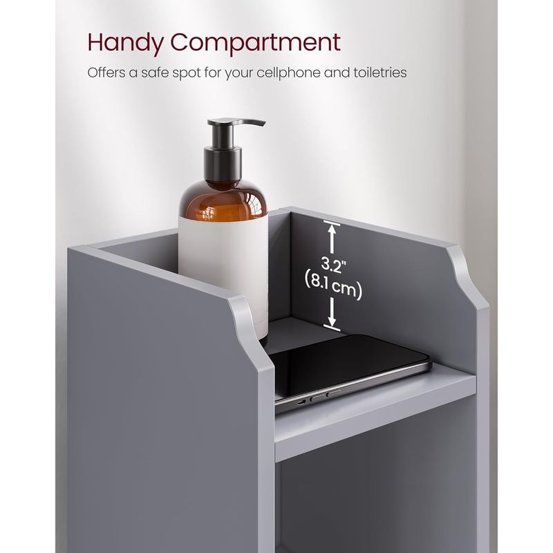 Casa si Gradina - Mobilier - Mobilier baie - Corpuri baie - Dulap de baie, pentru spatii inguste, cu rafturi si usa, 18x20x80 cm, gri - Infinity.ro