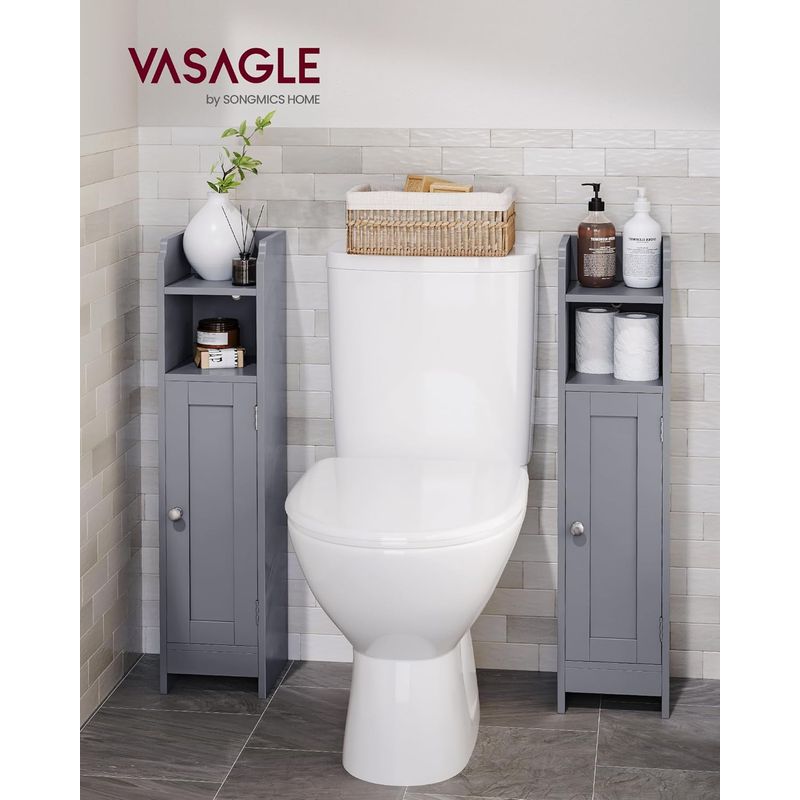 Casa si Gradina - Mobilier - Mobilier baie - Corpuri baie - Dulap de baie, pentru spatii inguste, cu rafturi si usa, 18x20x80 cm, gri - Infinity.ro