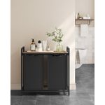Market - Spalare si intretinere rufe - Uscatoare de rufe si accesorii - Cos de rufe, 2 compartimente, saci de rufe detasabili, raft, cadru metalic, 2x46L, 73x33x72 cm, maro si negru - Infinity.ro