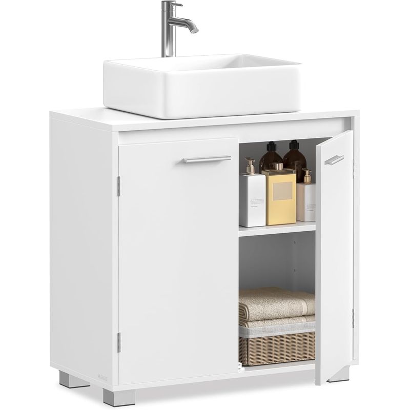 Casa si Gradina - Mobilier - Mobilier baie - Corpuri baie - Dulap baie pentru suport lavoar, MDF, 2 compartimente, raft interior reglabil, 30x60x60 cm, alb - Infinity.ro