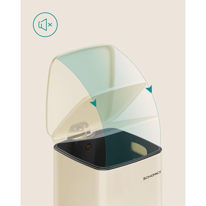 Casa si Gradina - Mobilier - Organizare si depozitare - Cosuri de gunoi - Cos gunoi 34x29x54 cm, 30L, cu pedala, capac silentios si galeata interioara detasabila, bej - Infinity.ro