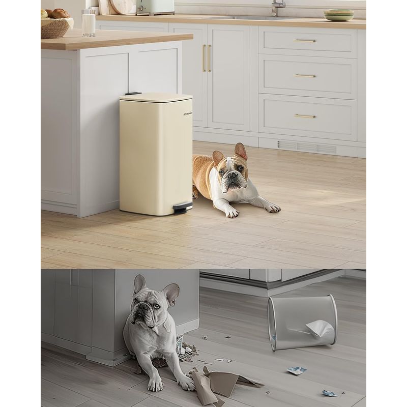 Casa si Gradina - Mobilier - Organizare si depozitare - Cosuri de gunoi - Cos gunoi 34x29x54 cm, 30L, cu pedala, capac silentios si galeata interioara detasabila, bej - Infinity.ro