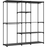 Casa si Gradina - Mobilier - Dulapuri si sifoniere - Dulapuri - Dulap portabil pentru haine cu 3 bare de suspendare si rafturi, structura metalica, 43x182x182 cm, negru - Infinity.ro