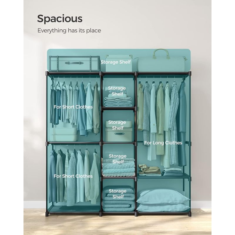 Casa si Gradina - Mobilier - Dulapuri si sifoniere - Dulapuri - Dulap portabil pentru haine cu 3 bare de suspendare si rafturi, structura metalica, 43x182x182 cm, negru - Infinity.ro