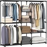 Casa si Gradina - Mobilier - Dulapuri si sifoniere - Dulapuri - Dulap portabil pentru haine cu 3 bare de suspendare si rafturi, structura metalica, 43x182x182 cm, negru - Infinity.ro