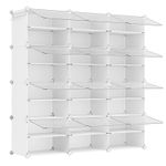 Casa si Gradina - Mobilier - Dulapuri si sifoniere - Dulapuri pantofi - Organizator pantofi modular cu 12 compartimente, cadru metalic si panouri din plastic, cu usi, 124x32x125 cm, alb - Infinity.ro