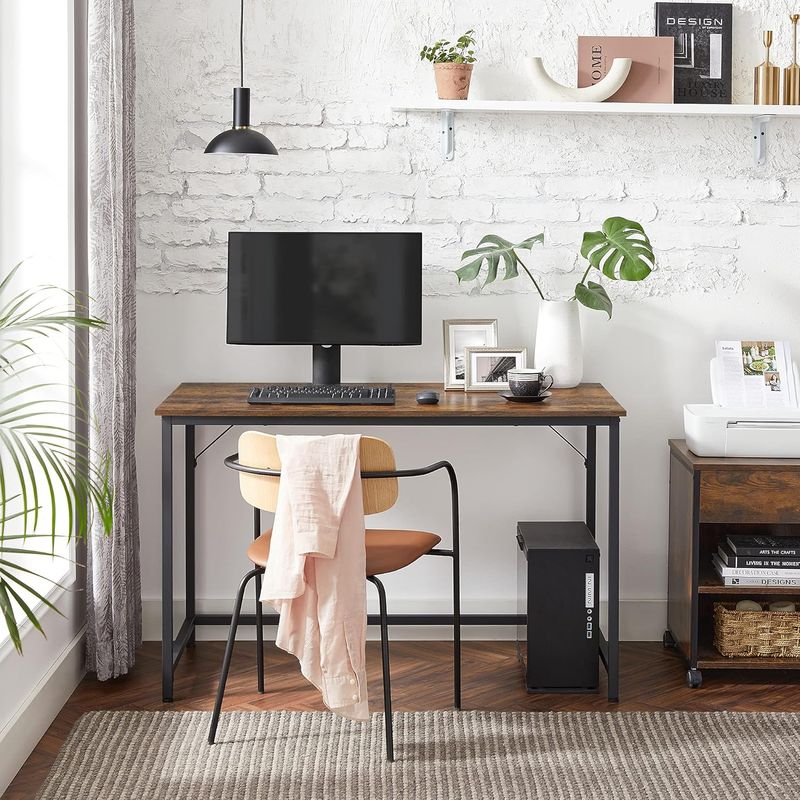 Casa si Gradina - Mobilier - Mese si birouri - Birouri - Birou calculator cu blat din PAL, cadru metalic, stil industrial, 120x60x75 cm, maro rustic - Infinity.ro