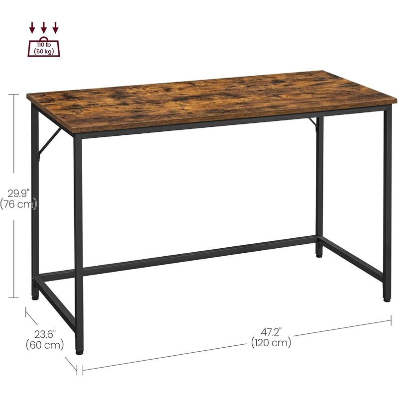 Casa si Gradina - Mobilier - Mese si birouri - Birouri - Birou calculator cu blat din PAL, cadru metalic, stil industrial, 120x60x75 cm, maro rustic - Infinity.ro