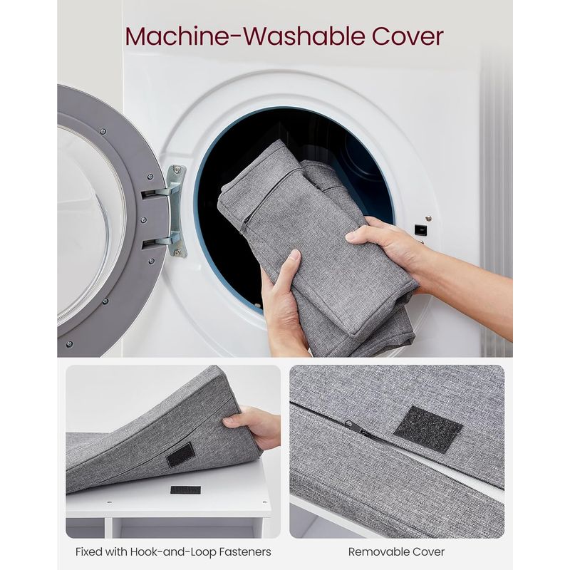 Casa si Gradina - Mobilier - Dulapuri si sifoniere - Dulapuri pantofi - Pantofar cu banca cu 9 compartimente si perna, sarcina 136 kg, 79x30x48 cm, alb - Infinity.ro