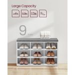 Casa si Gradina - Mobilier - Dulapuri si sifoniere - Dulapuri pantofi - Pantofar cu banca cu 9 compartimente si perna, sarcina 136 kg, 79x30x48 cm, alb - Infinity.ro