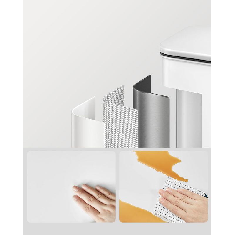 Casa si Gradina - Mobilier - Organizare si depozitare - Cosuri de gunoi - Cos de gunoi din otel, cu pedala si soft-close, saci gunoi inclusi, 40 litri, alb - Infinity.ro
