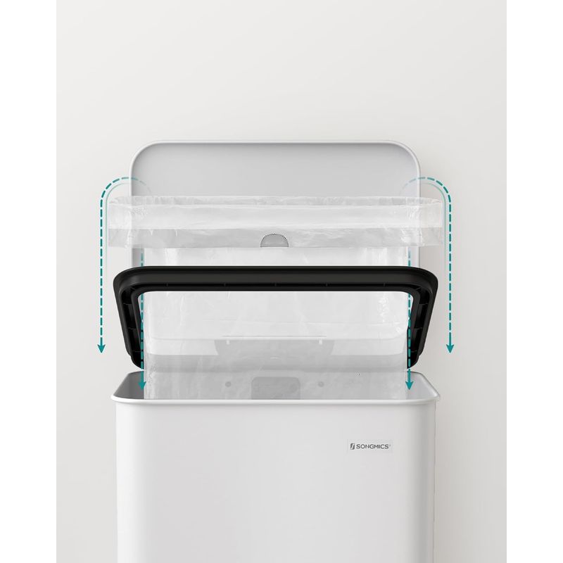 Casa si Gradina - Mobilier - Organizare si depozitare - Cosuri de gunoi - Cos de gunoi din otel, cu pedala si soft-close, saci gunoi inclusi, 40 litri, alb - Infinity.ro